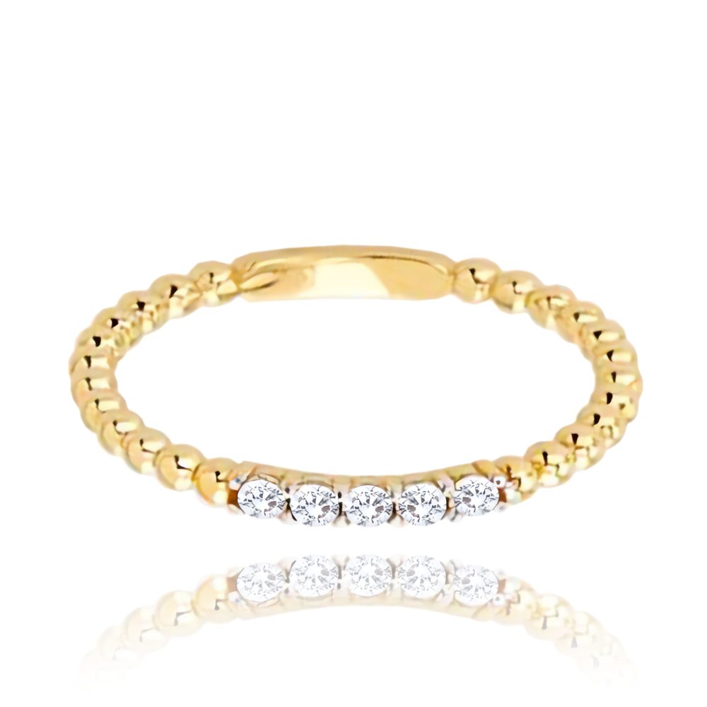 MINET Zlatý prsten s bílými zirkony Au 585/1000 vel. 50 - 1