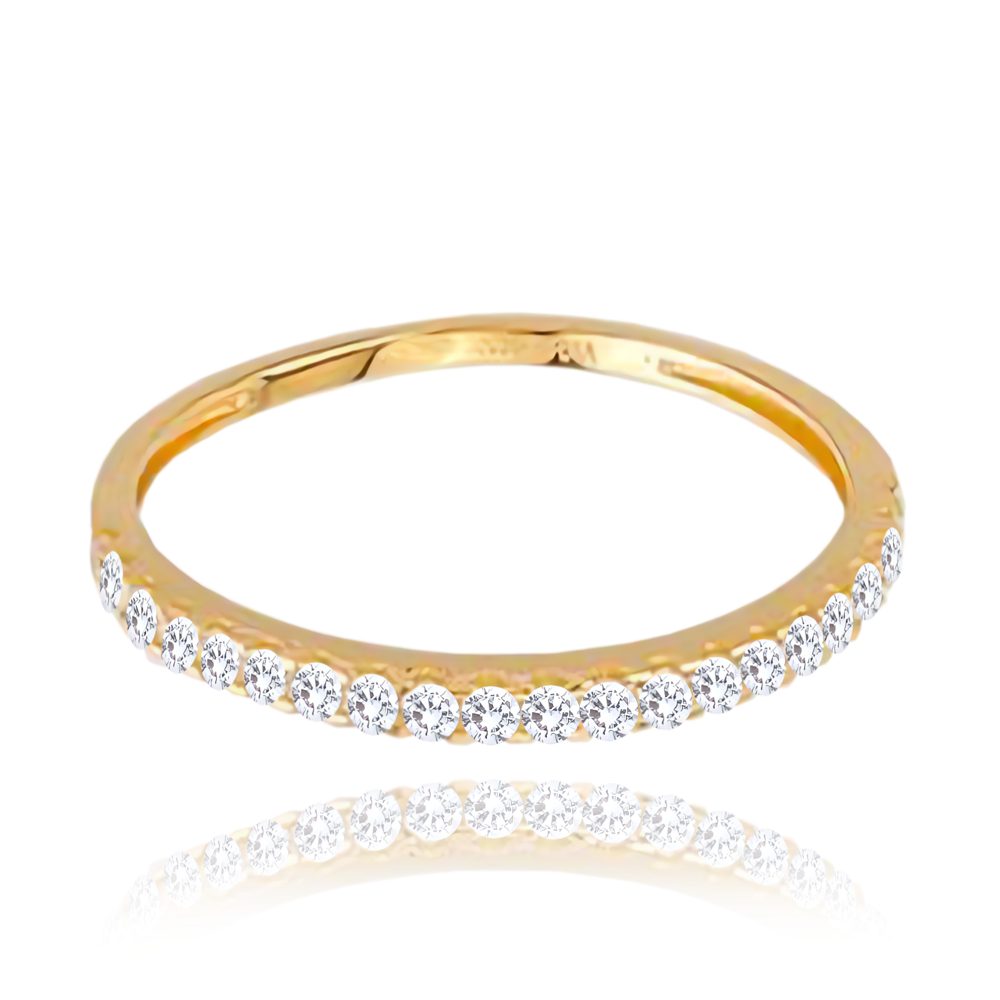 MINET Zlatý prsten s bílými zirkony Au 585/1000 vel. 60 - 1