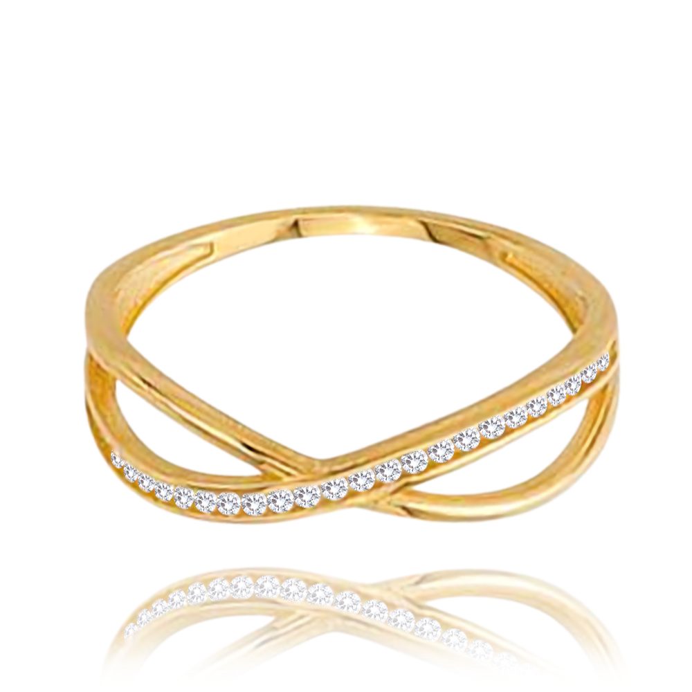 MINET Zlatý prsten s bílými zirkony Au 585/1000 vel. 67 - 1